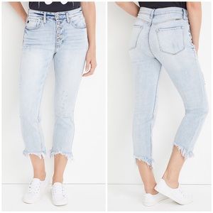 KanCan Straight High Rise Button Fly Jean Ripped‎ Fray Hem Size 31